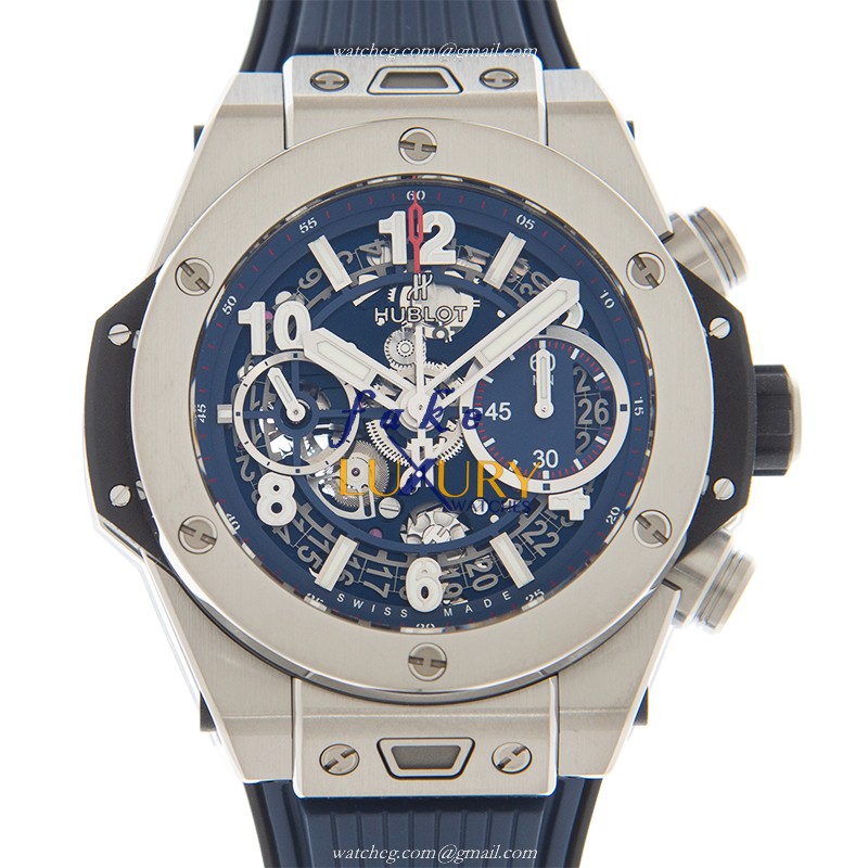 Hublot Big Bang Automatic Blue Dial - Replica Watch - 441.NX.5179.RX - Titanium Case - Rubber Strap - Luxury Replica Watch