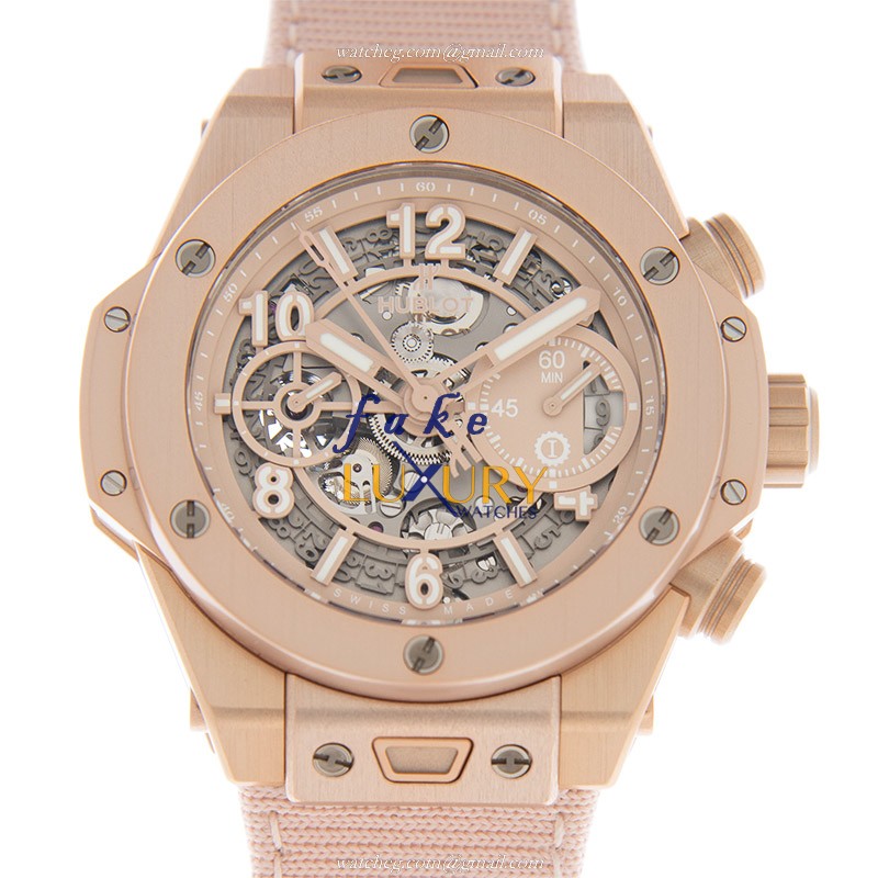 Hublot 441.UP.7320.NR.GIT20 LTD 200 PCS Rose Gold Big Bang Auto 42mm Canvas Pink Band Replica Watch - Luxury Replica Watch
