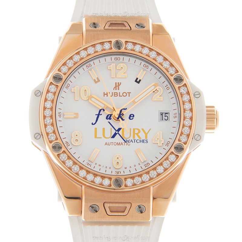 Hublot 465.OE.2080.RW.1204 - Automatic 18kt Rose Gold & Diamond - White Dial - Folding Clasp - Luxury Replica Watch