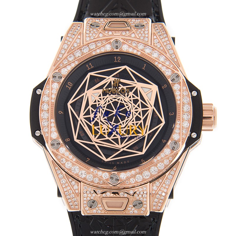 Hublot 465.OS.1118.VR.1704.MXM18 BIG BANG Auto 18kt Rose Gold Replica Watch - 39mm - Black Dial - Luxury Replica Watch