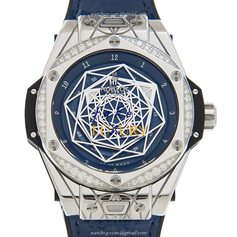 Hublot Big Bang 465.SS.7179.VR.1204.MXM19 Replica Watch, Automatic, Blue Dial, Steel & Diamonds Case - Luxury Replica Watch