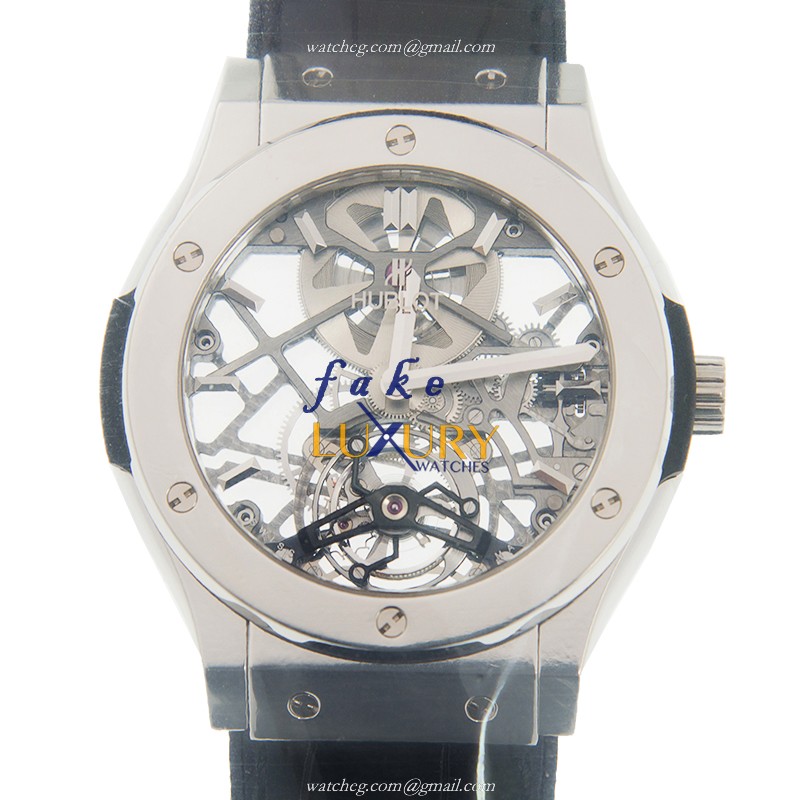 Hublot 505.TX.0170.LR Manual Wind Titanium Gray Dial Alligator Strap Replica Watch - Luxury Replica Watch