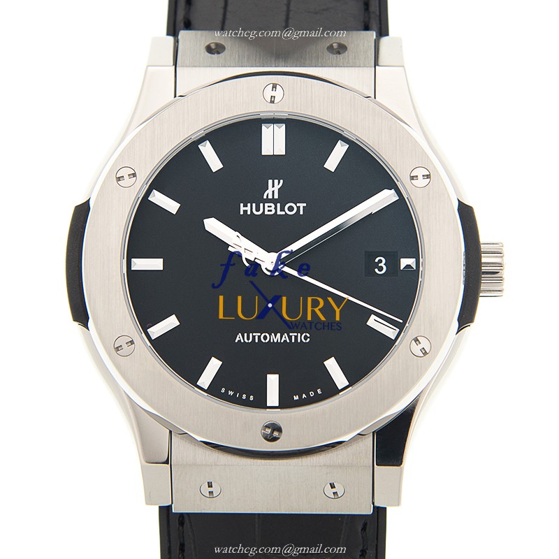 Hublot 511.NX.1171.LR Titanium Automatic Replica Watch with Black Dial Rubber Strap - Luxury Replica Watch