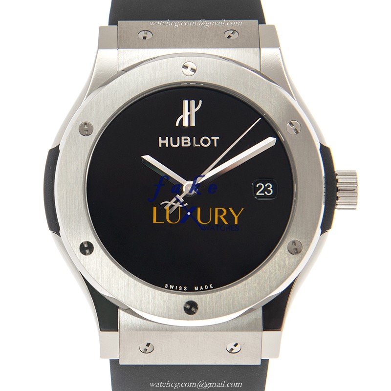 Hublot 511.NX.1270.RX.MDM40 Classic Fusion Auto Titanium Replica Watch - Black Dial, Rubber Strap - Luxury Replica Watch