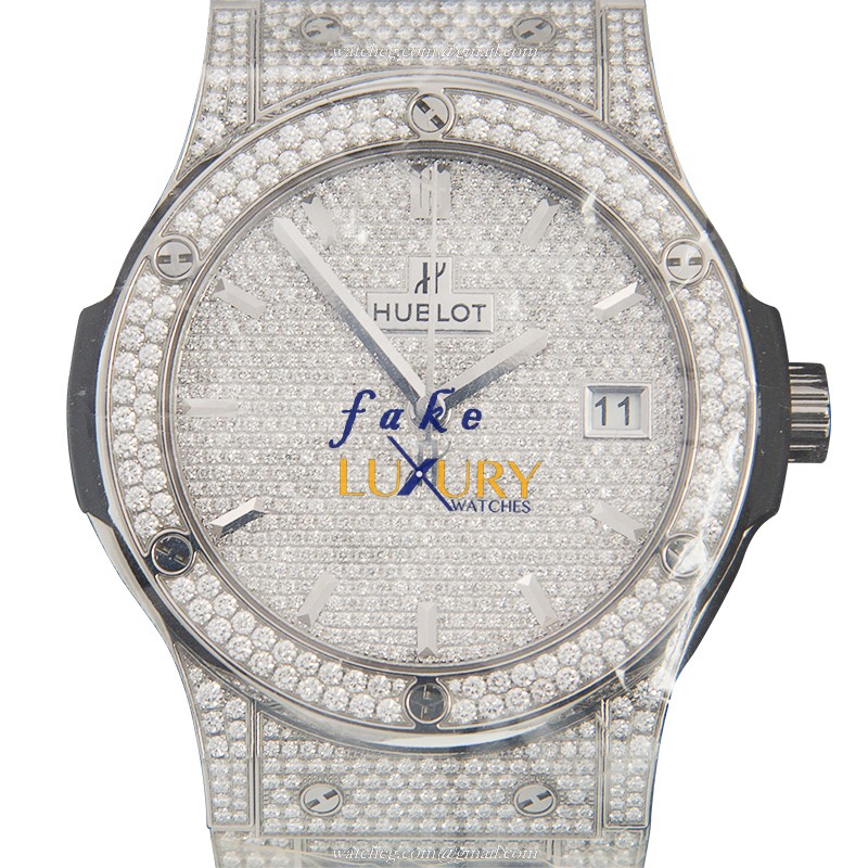 Hublot 511.NX.9010.NX.3704 Classic Fusion Auto Titanium Diamond Replica Watch 45mm Silver Dial - Luxury Replica Watch