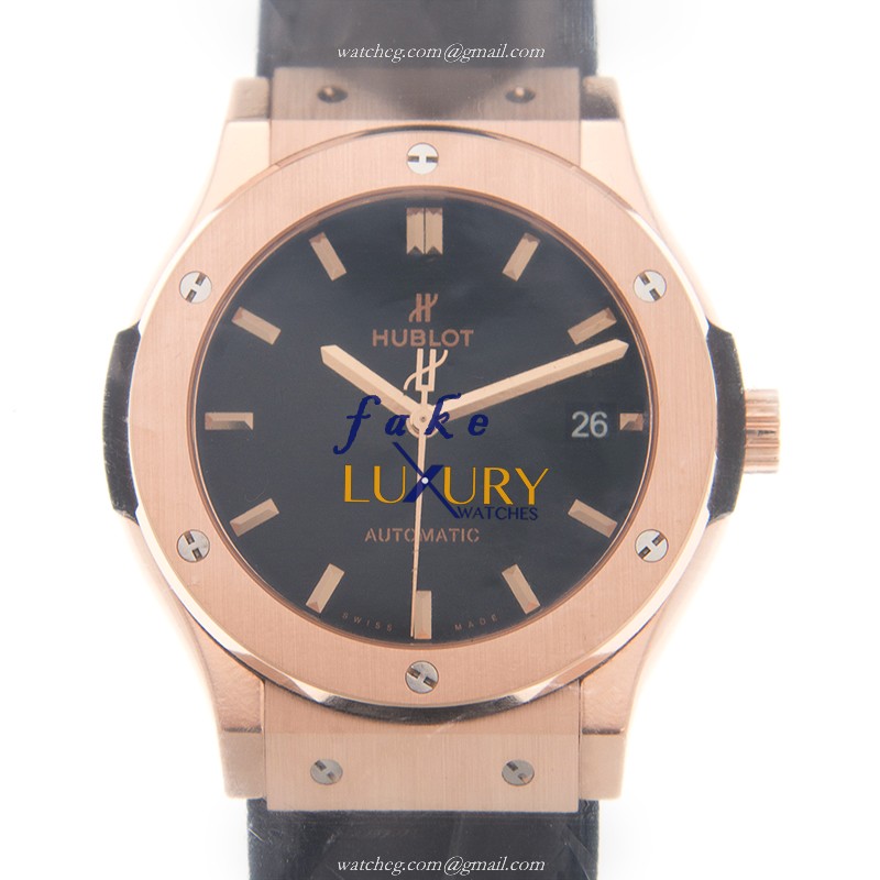 Hublot Classic Fusion 511.OX.1181.LR Replica Watch, Automatic Movement, 18kt Rose Gold Case, Black - Luxury Replica Watch