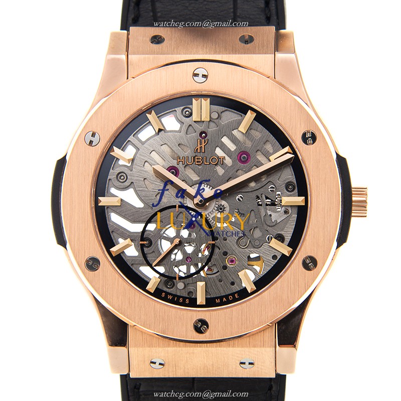 Hublot 515.OX.0180.LR Manual Wind 18kt Rose Gold Classic Fusion Replica Watch - Black Dial - Luxury Replica Watch