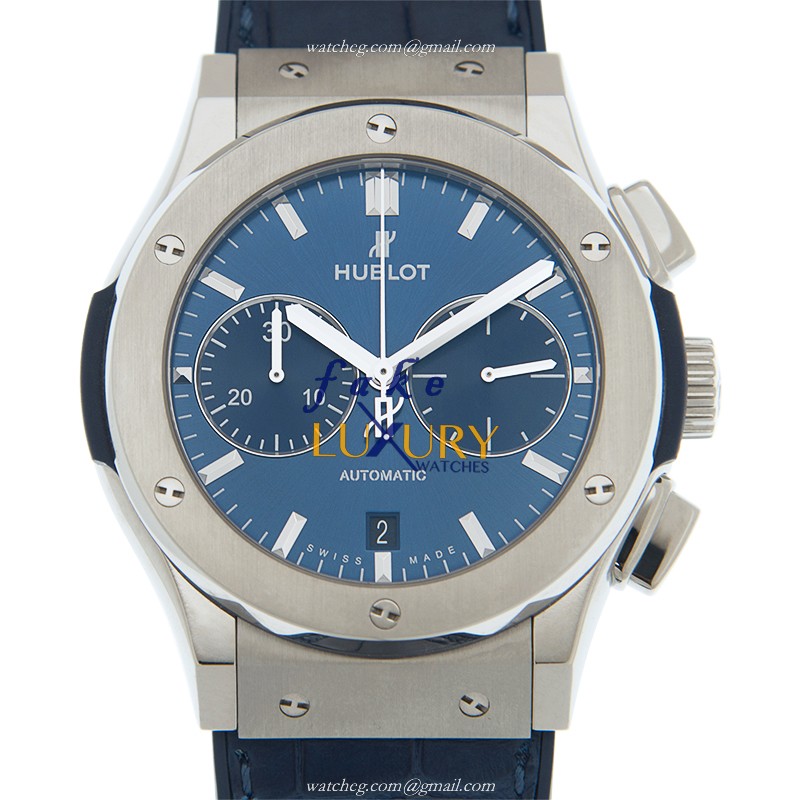 Hublot 521.NX.7170.LR CLASSIC FUSION Auto Titanium Replica Watch - Blue Dial & Rubber Strap - Luxury Replica Watch