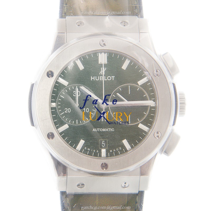 Hublot 521.NX.8970.LR Classic Fusion Auto Titanium Replica Watch, Green Dial & Green Alligator Strap - Luxury Replica Watch