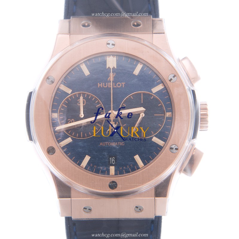 Hublot Classic Fusion 521.OX.7180.LR Replica Watch, Automatic, Blue Dial, Rose Gold Case - Luxury Replica Watch