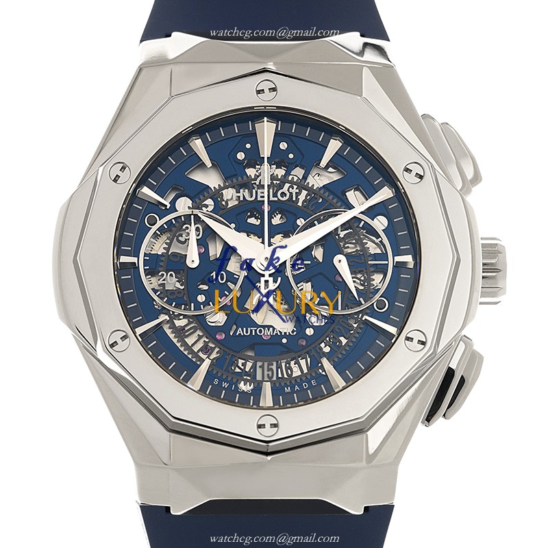 Hublot Classic Fusion 525.NX.5170.RX.ORL21 Automatic Titanium Transparent Dial Blue Rubber Replica - Luxury Replica Watch