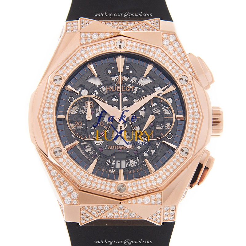 Hublot 525.OX.0180.RX.1804.ORL19 Automatic 18kt Rose Gold & Diamond Replica Watch - Black Dial & - Luxury Replica Watch