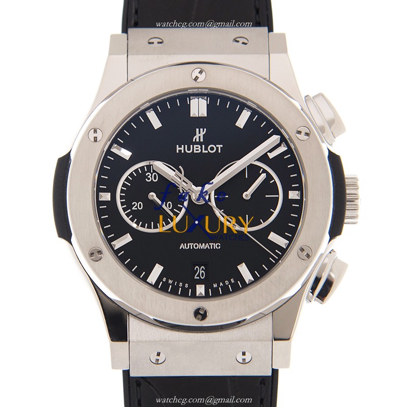 -541.NX.1171.LR Hublot Classic Fusion Automatic Titanium Replica Watch - Black Dial & Leather - Luxury Replica Watch