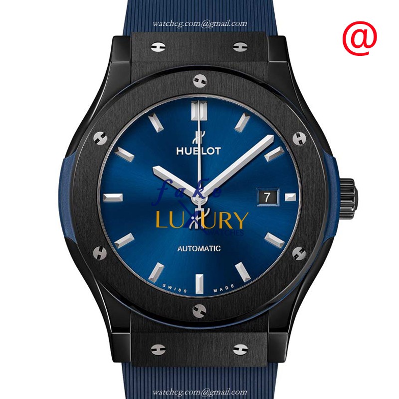 Hublot 542.CM.7170.RX | Automatic | Ceramic Case | Dark Blue Dial | Blue Rubber Strap Replica Watch - Luxury Replica Watch