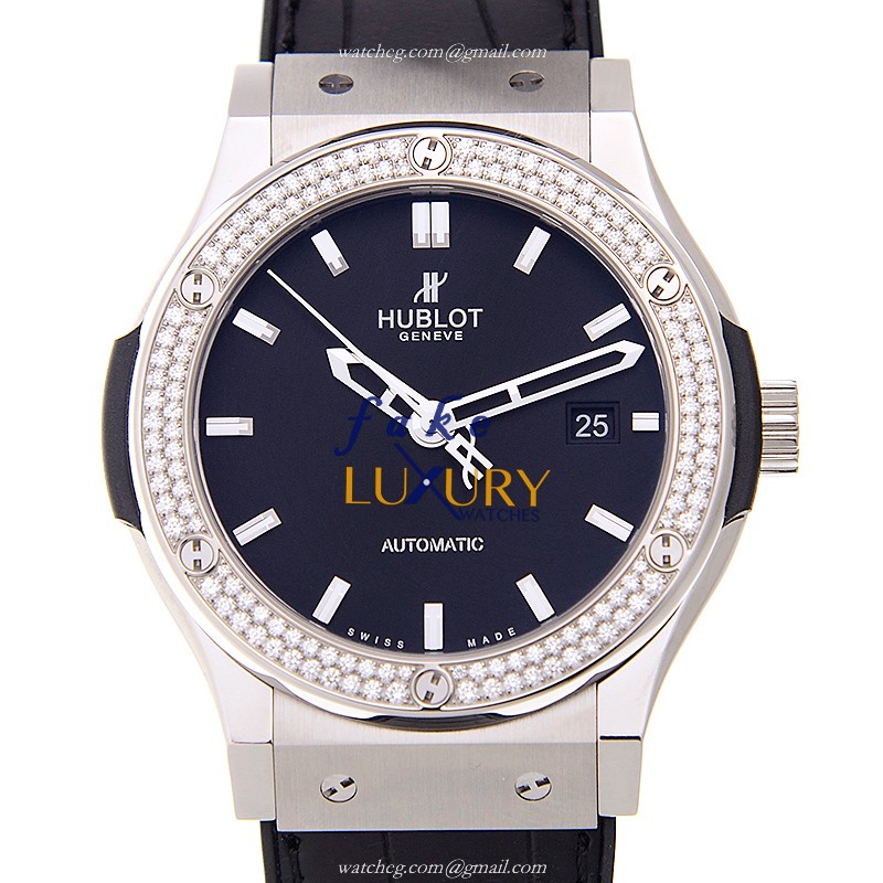 Hublot 542.NX.1170.LR.1104 Titanium Classic Fusion Auto Movement Replica Watch, Black Dial & - Luxury Replica Watch