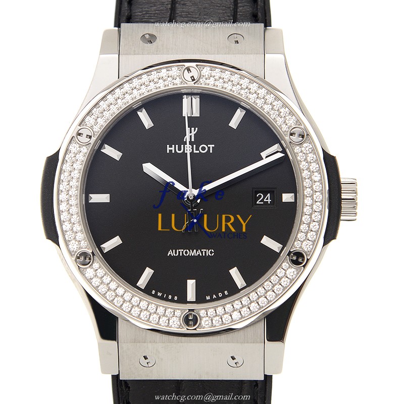 Hublot Classic Fusion 542.NX.1171.LR.1104 Automatic Titanium & Diamond Black Dial Replica Watch - Luxury Replica Watch