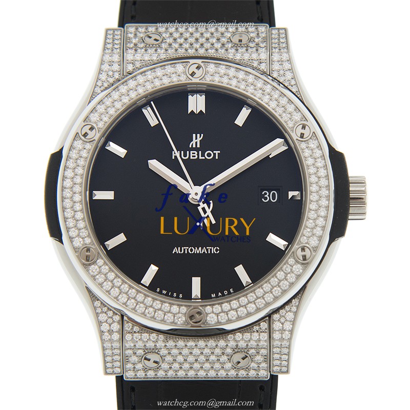 Hublot 542.NX.1171.LR.1704 CLASSIC FUSION Automatic Titanium Diamond Replica Watch 42mm Black Dial - Luxury Replica Watch