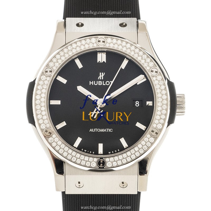 -542.NX.1171.RX.1104 - Hublot Classic Fusion Automatic Titanium & Diamond Replica Watch - Luxury Replica Watch