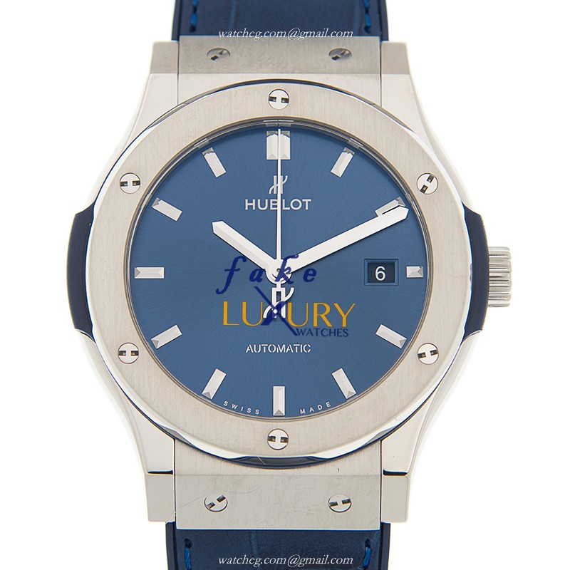 - HUB542NX7170LR - Hublot Classic Fusion Automatic Titanium Replica Watch - Blue Dial - Luxury Replica Watch