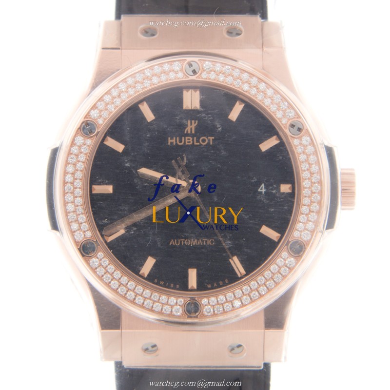 Hublot Classic Fusion 542.OX.1181.LR.1104 - Automatic - 42mm Rose Gold Diamonds Black Dial Replica - Luxury Replica Watch