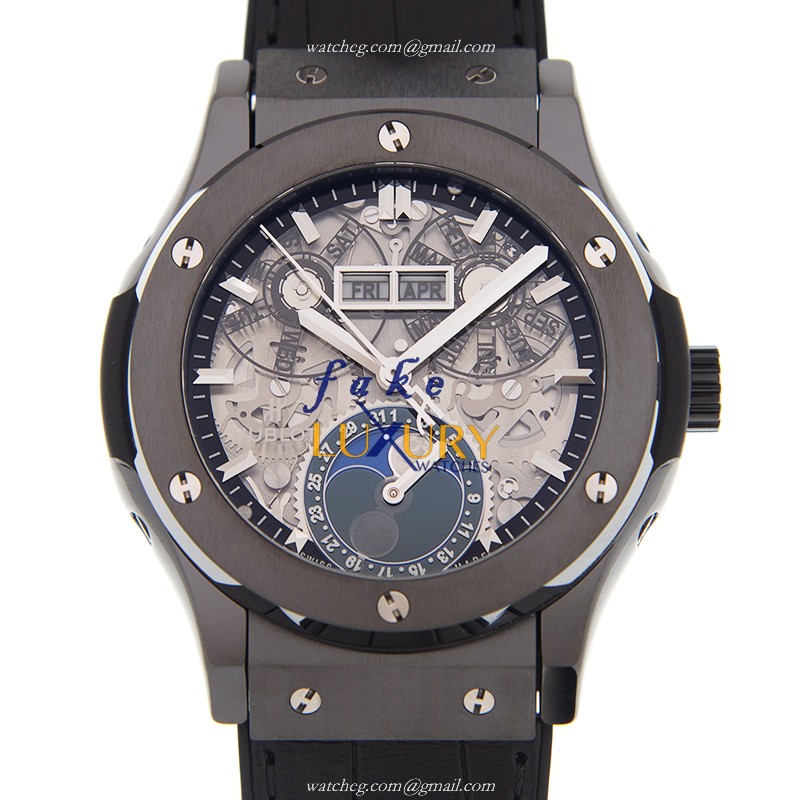 Hublot 547.CX.0170.LR - Classic Fusion - Automatic Ceramic - 42mm - Silver Dial - Leather Strap - Luxury Replica Watch