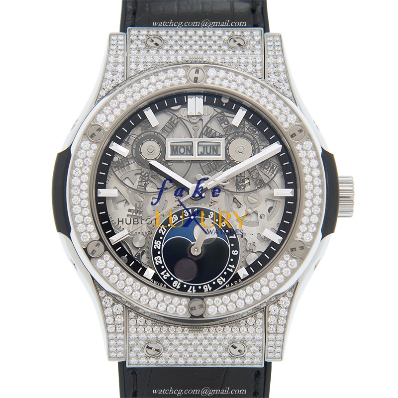 Hublot 547.NX.0170.LR.1704 CLASSIC FUSION Titanium Diamond Automatic Replica Watch, 42mm, Black - Luxury Replica Watch
