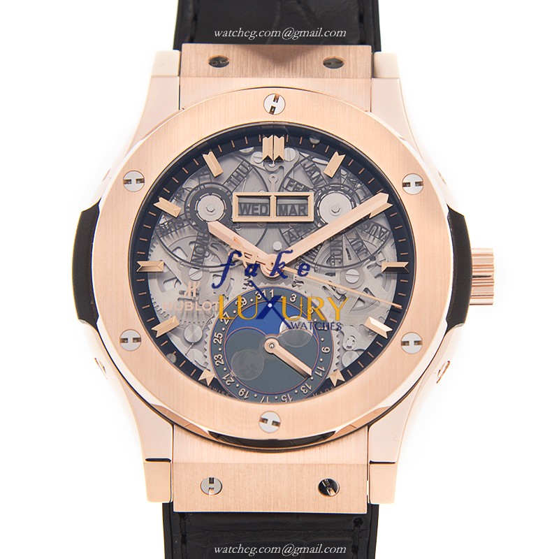Hublot 547.OX.0180.LR Classic Fusion Auto 18kt Rose Gold Replica Watch - Swiss Movement, Black - Luxury Replica Watch