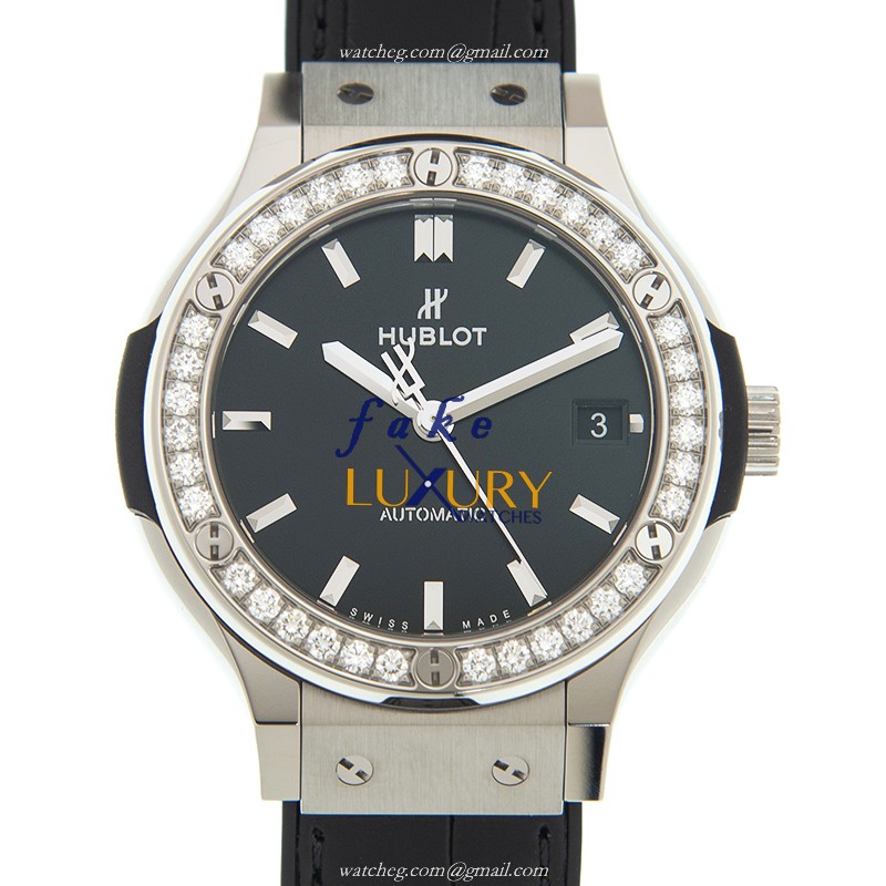 Hublot 565.NX.1470.LR.1204 CLASSIC FUSION Auto Titanium Diamond Black Dial Replica Watch - Luxury Replica Watch