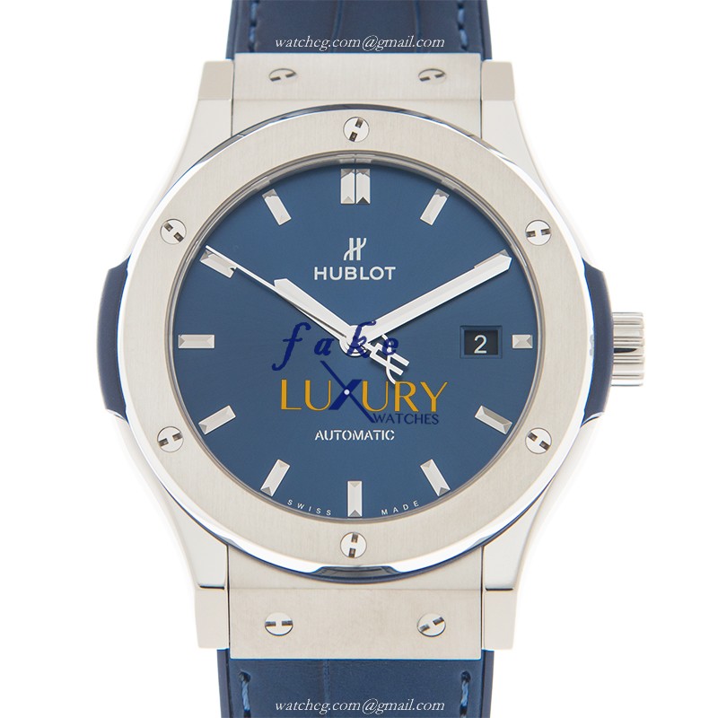 Hublot 565.NX.7170.LR CLASSIC FUSION Automatic Stainless Steel Replica Watch, Blue Dial, Alligator - Luxury Replica Watch