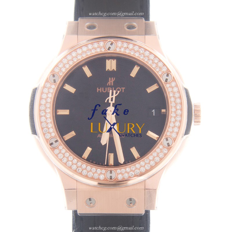 Hublot 565.OX.1181.LR.1104 Automatic 18kt Rose Gold & Diamonds Black Dial Replica Watch - Luxury Replica Watch