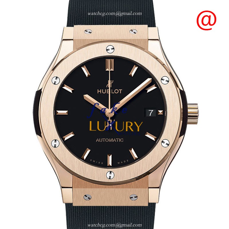 Hublot 565.OX.1181.RX CLASSIC FUSION Automatic 18kt Rose Gold | Black Dial | Rubber Strap Replica - Luxury Replica Watch