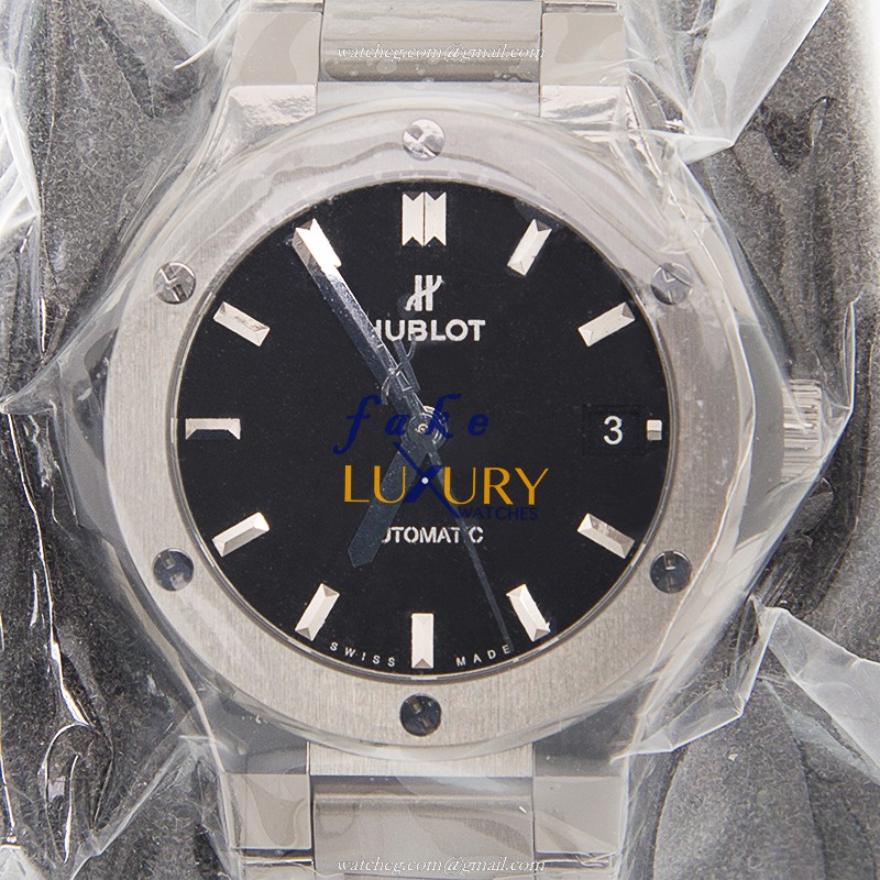Hublot 568.NX.1170.NX CLASSIC FUSION Automatic Stainless Steel Replica Watch, Black Dial, Silver - Luxury Replica Watch