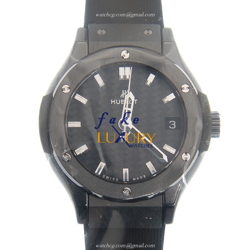 Hublot 581.CM.1770.RX CLASSIC FUSION - Automatic - Ceramic Case - Black Dial - Rubber Strap - Luxury Replica Watch