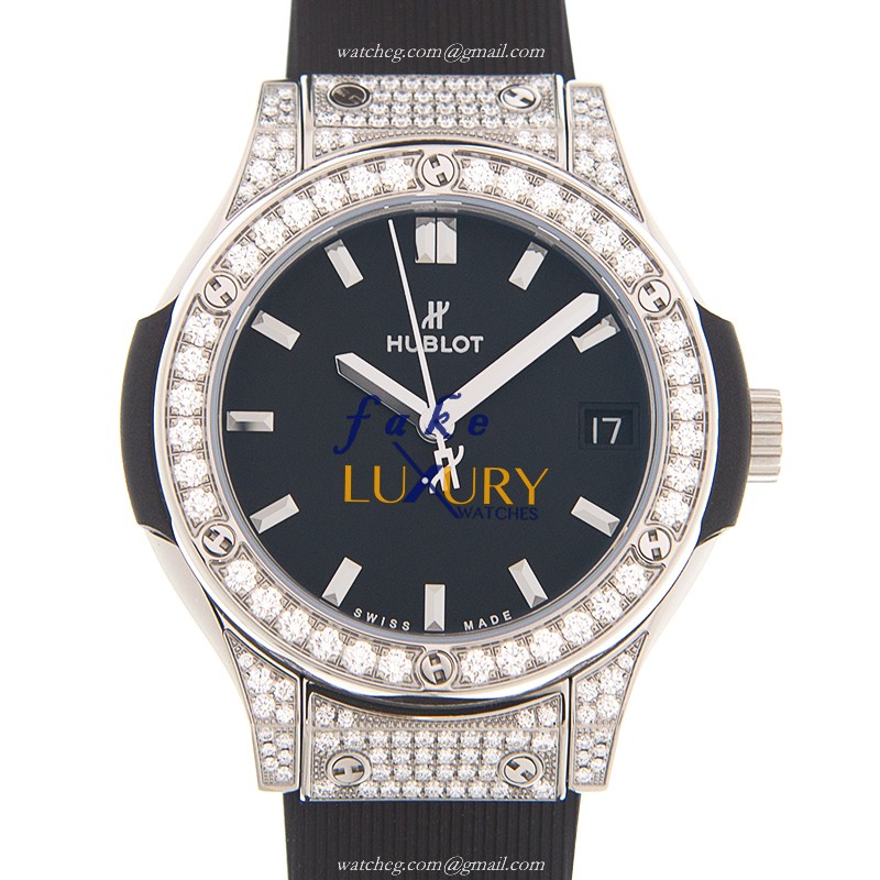 Hublot Classic Fusion Quartz 581.NX.1171.RX.1704 18kt White Gold Diamond Replica Watch - Luxury Replica Watch