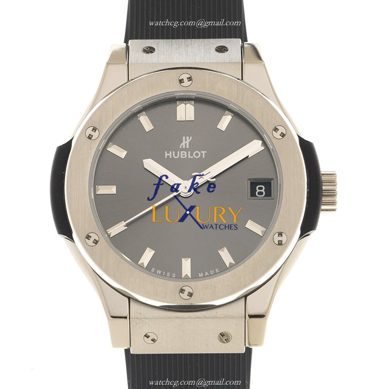 Hublot 581.NX.7071.RX CLASSIC FUSION Quartz Titanium | Gray Dial | Rubber Strap Replica Watch - Luxury Replica Watch