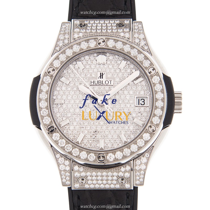 Hublot Classic Fusion 581.NX.9010.LR.1704 Quartz 18kt White Gold Silver Dial Replica Watch - Luxury Replica Watch