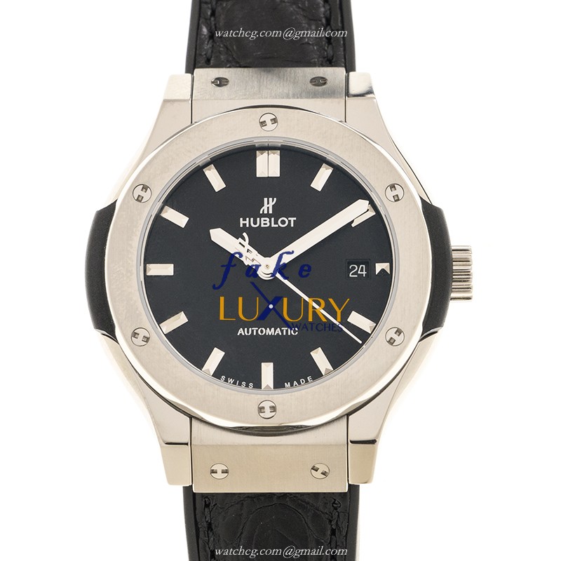 Hublot 582.NX.1170.LR Classic Fusion Auto Titanium Watch, 33mm Case, Black Alligator Strap - Luxury Replica Watch