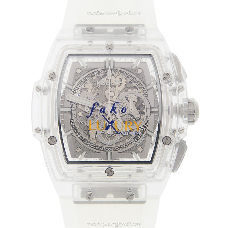 Hublot 601.JX.0120.RT Automatic Sapphire Replica Watch - Silver Dial - 45mm Sapphire Case - Rubber - Luxury Replica Watch