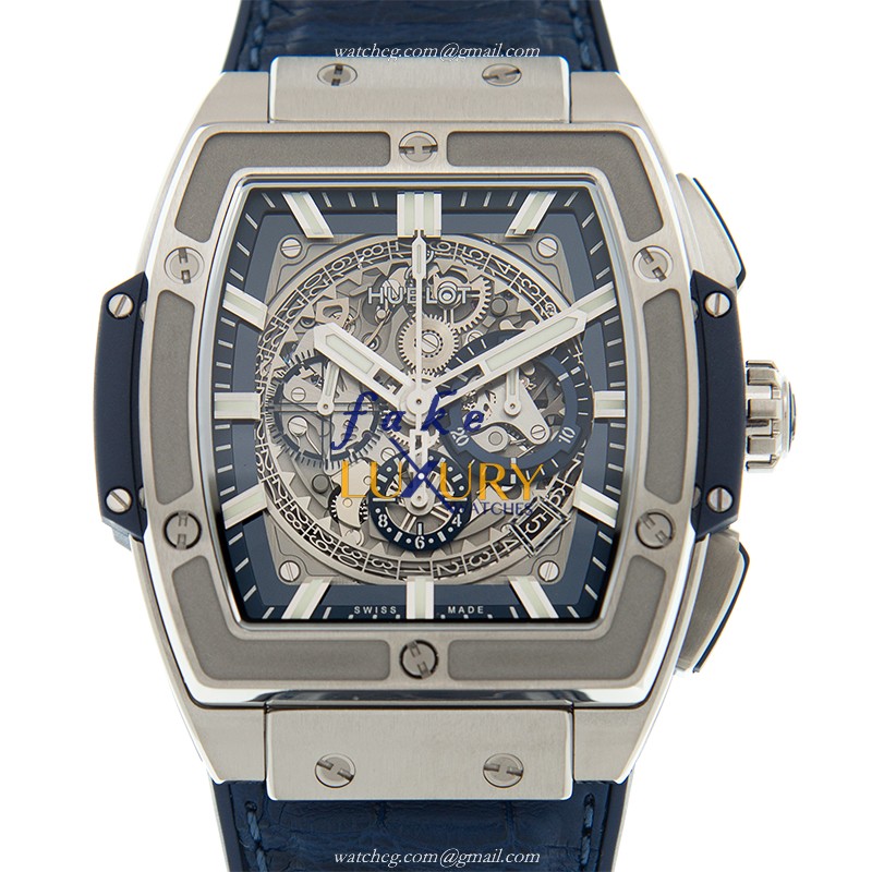 Hublot 601.NX.7170.LR Automatic Titanium Replica Watch, Silver Dial, Blue Alligator Strap - Luxury Replica Watch