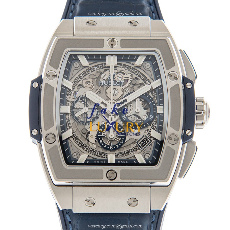 Hublot 641.NX.7170.LR Automatic Stainless Steel Replica Watch - Blue Alligator Strap - Silver Dial - Luxury Replica Watch