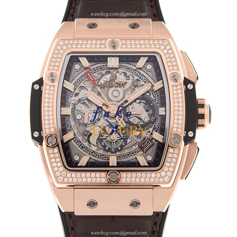Hublot 641.OX.0183.LR.1104 Replica BIG BANG Auto 18kt Rose Gold Case Silver Dial Brown Leather - Luxury Replica Watch
