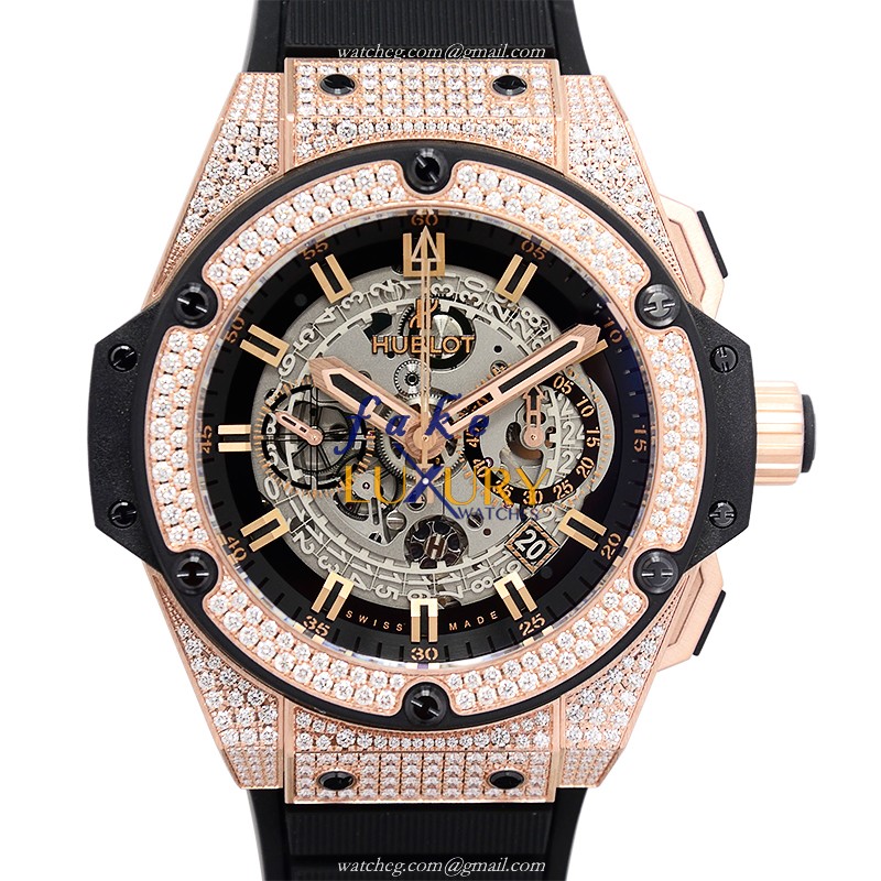 Hublot 701.0X.0180.RX.1704 King Power Unico Replica Watch, Automatic, 18kt Rose Gold & Diamonds Case - Luxury Replica Watch