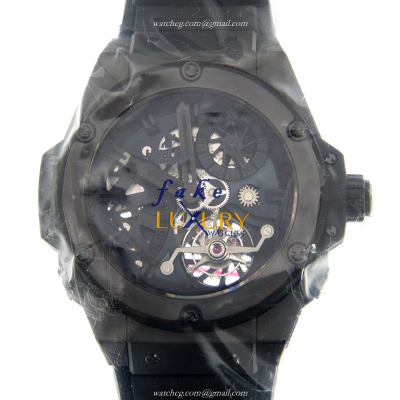 Hublot 706.CI.1110.RX Manual Wind Ceramics Replica Watch, Swiss Movement, Black Dial & Rubber Strap - Luxury Replica Watch