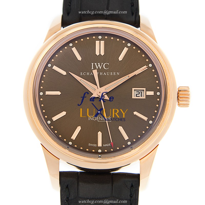 IWC INGENIEUR IW323312 - Replica Watch - Automatic - 18kt Rose Gold - Gray Dial - Black Alligator - Luxury Replica Watch