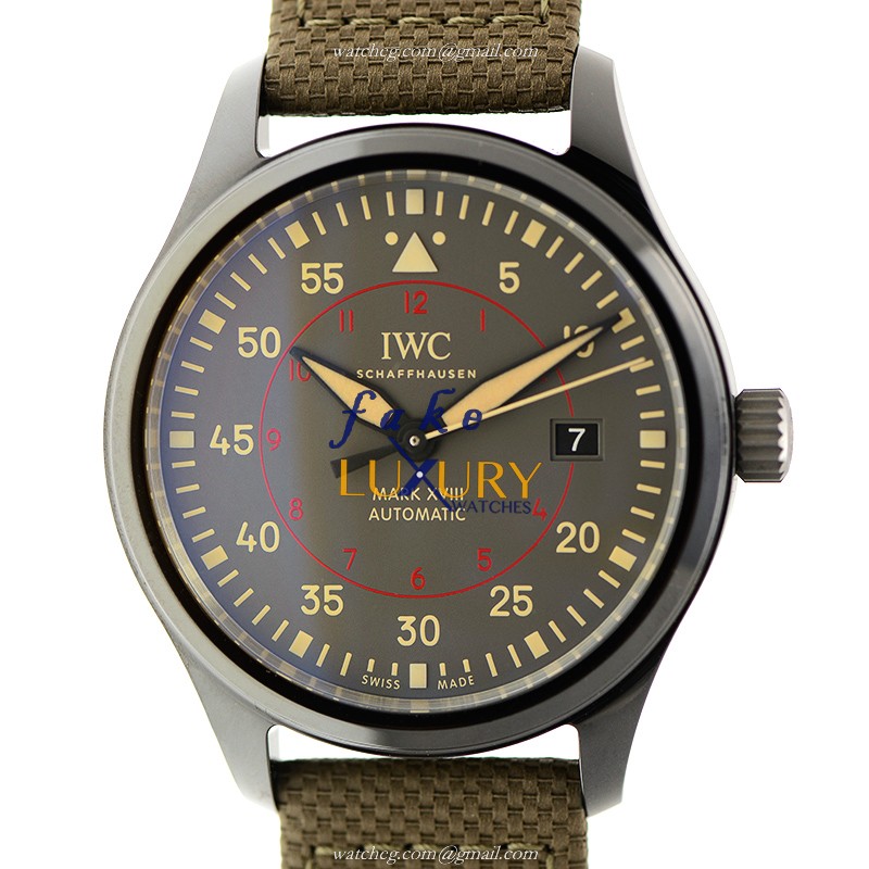 IWC IW324702 Replica Watch, Gray Ceramic Dial, Automatic Movement, Green Cowhide Strap - Luxury Replica Watch
