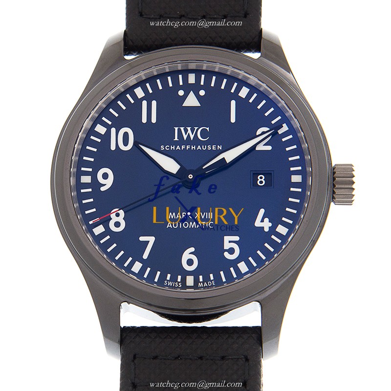 IWC IW324703 PILOTS Replica Watch Automatic Movement Blue Dial Steel Case Leather Strap - Luxury Replica Watch