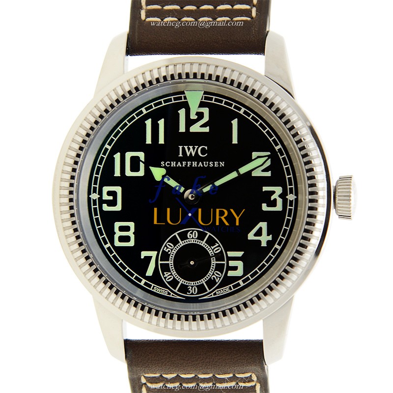 IWC IW325401 PILOTS - Replica Watch - Manual Wind - 44mm Steel Case - Black Dial Brown Strap - Luxury Replica Watch
