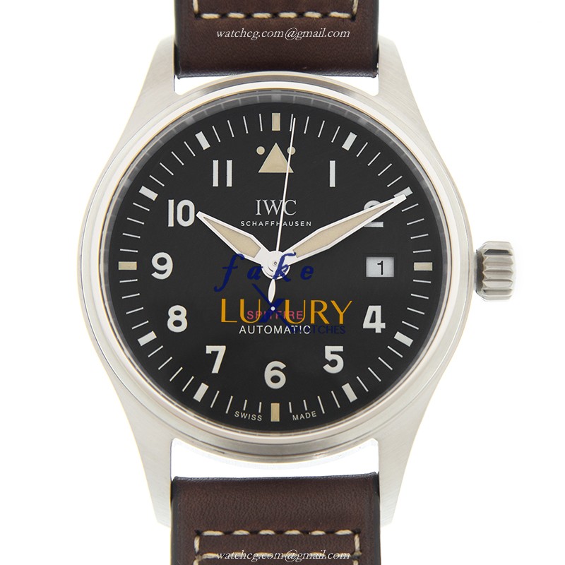IWC Spitfire IW326803 Replica Watch With Automatic Movement, Black Dial, Brown Leather Strap - Luxury Replica Watch