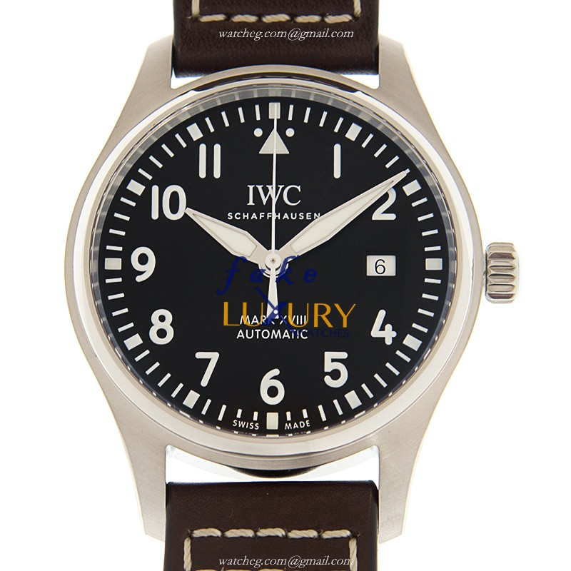 IWC PILOTS Automatic IW327003 Stainless Steel Dark Brown Dial Cowhide Strap Replica Watch - Luxury Replica Watch