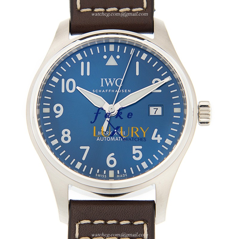 IWC IW327004 Pilots Automatic Replica Watch, Blue Dial, Brown Cowhide Strap - Luxury Replica Watch